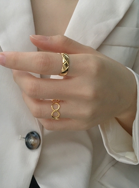 ins金色组合戒指小众时尚百搭