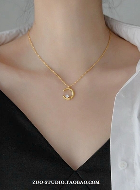 女高级感月亮锆石项链
