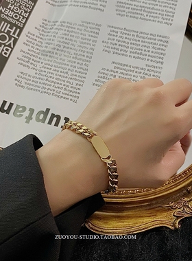 钛钢不掉色ins欧美黑色手链链条