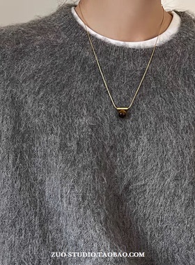 女虎眼石新款美拉德项链