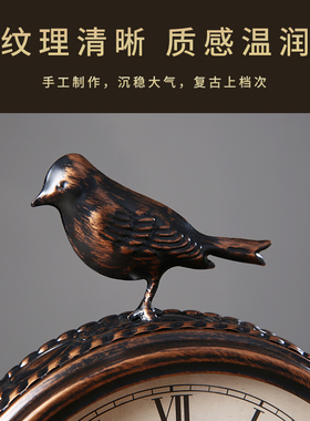 欧式复古实木座钟客厅摆钟钟表时钟桌面台钟老式台式大号美式摆件