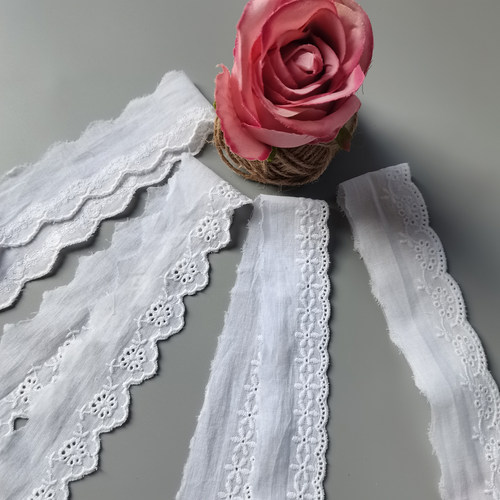 棉线编织花边辅料/DIY手工服饰床品窗帘娃衣布料/厂家直销/白色 - 图0