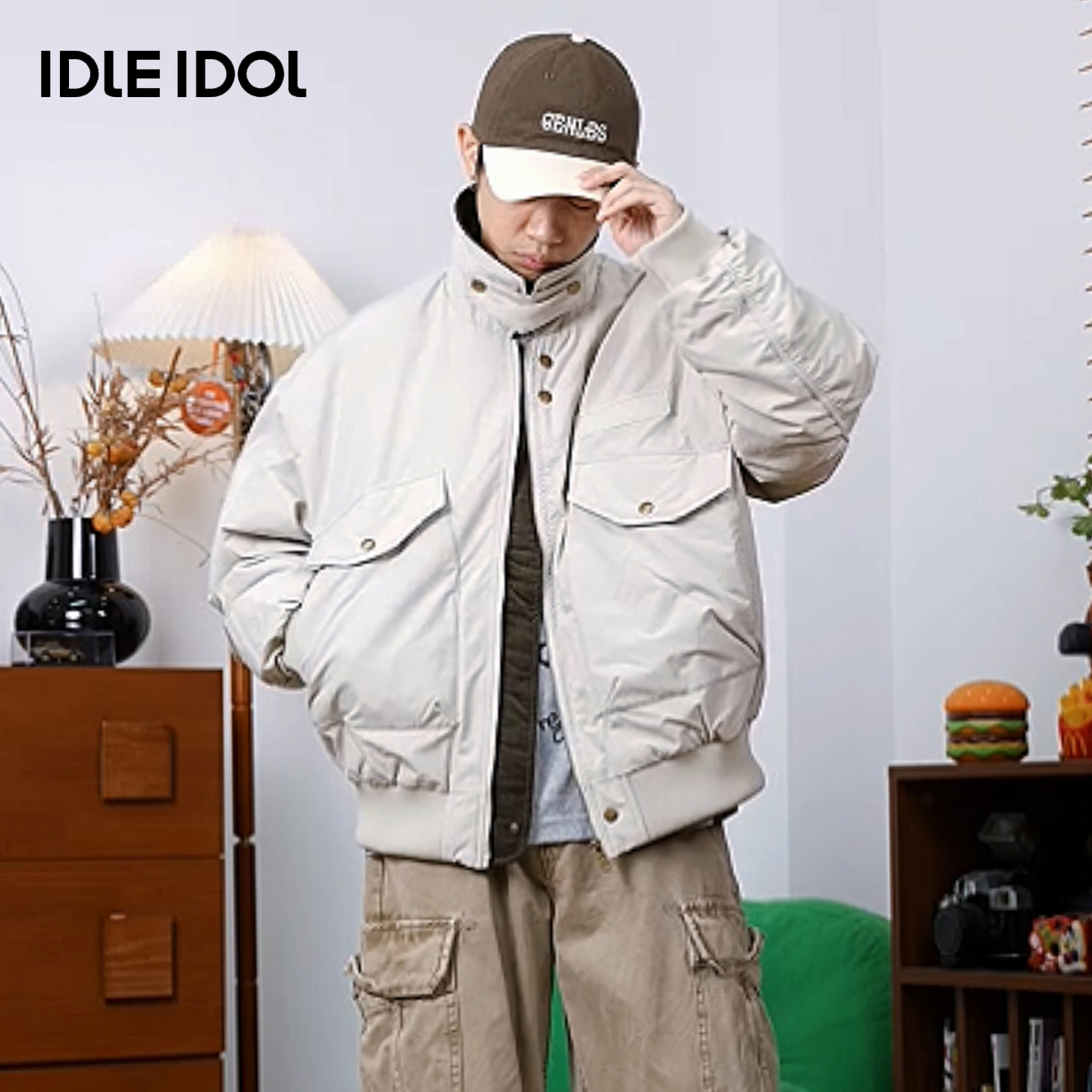 【痴五安直播专属】IDLE IDOL宽松休闲保暖防风夹克90鸭绒羽绒服