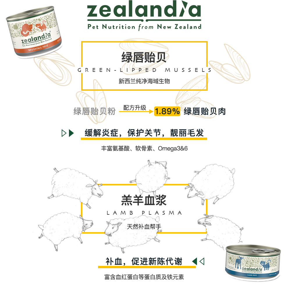 新西兰进口Zealandia希兰蒂 天然无谷主食猫罐头成猫罐湿粮负鼠 - 图0