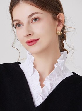 花边V假领子女百搭毛衣卫衣打底白色装饰假衣领秋冬季衬衫衣领女
