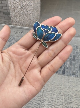 孔雀羽毛仿点翠925银针蝴蝶耳夹无耳洞女复古港味高级感小众耳钉