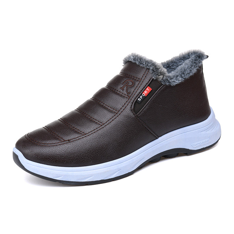 冬季老北京棉鞋男加绒保暖雪地靴皮面防寒爸爸鞋加厚防滑父亲棉靴,淘宝优惠券,粉丝福利购,淘宝优惠卷