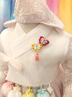 蝴蝶刺绣编珠胸针 韩服饰品 手工胸针