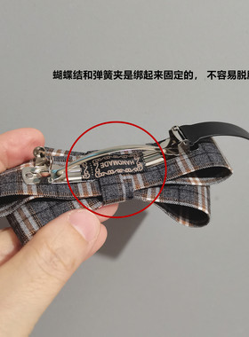 2026秋冬新款高级感灰色格子蝴蝶结发夹后脑勺弹簧夹半扎发一字夹