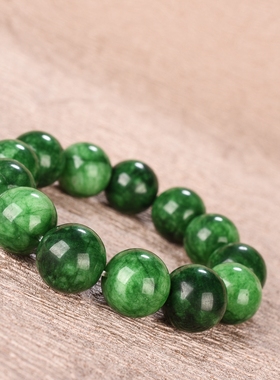 翡翠干青手串翠绿色手链单圈男女