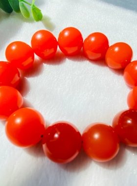南红色手串樱桃红圆珠单圈手链冰