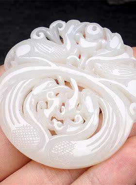 新疆镂空碧玉仿古挂件男女款吊坠