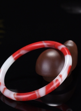 细款圆条玉镯金丝玉鸡血飘花戈壁