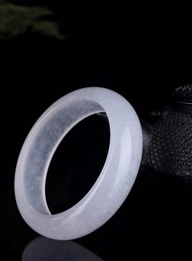 白玉冰种宽版玉石镯子石英岩玉镯