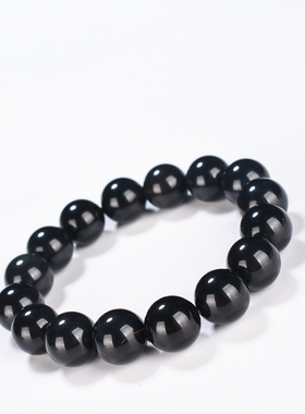 黑曜石本命年招财手饰品水晶单圈