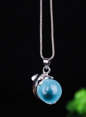 猫眼石蓝色女士款镶嵌锁骨链吊坠