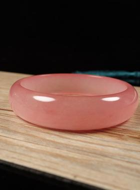 桃花色圆形玉镯子石英岩玉促销