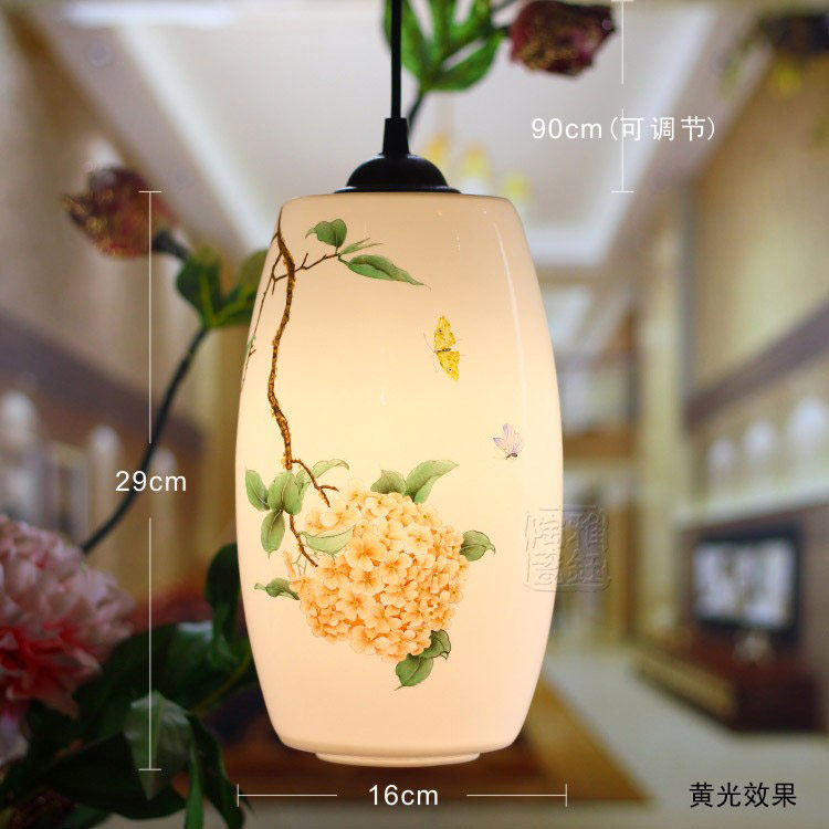 中式灯具陶瓷餐厅单头创意现代简约欧式吧台阳台吊灯玄关过道吊灯,淘宝优惠券,粉丝福利购,淘宝优惠卷