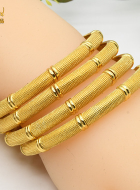 跨境迪拜24k镀金印度新娘结婚礼纱摄影首饰品金镯子中东女式手镯