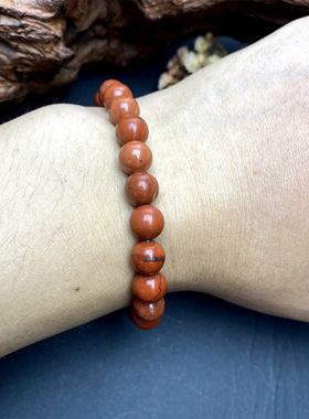 跨境爆款手链a级天然石红碧玉素圈手链8mm红玛瑙手串珠串精巧饰品