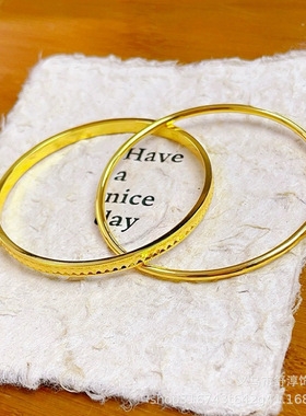 仿金店同款沙金999龙鳞双环手镯女黄铜镀金cnc高闪亮片时尚手镯