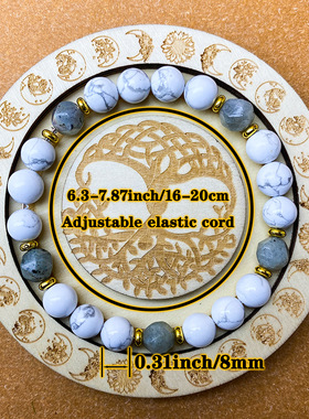 跨境爆款手链天然白松石拉长石减压舒缓压力放松情绪串珠简约手串