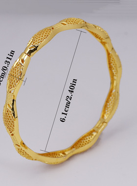 一个中东跨境镀24K金可开口镂空手镯迪拜欧美女式约会百搭首饰品