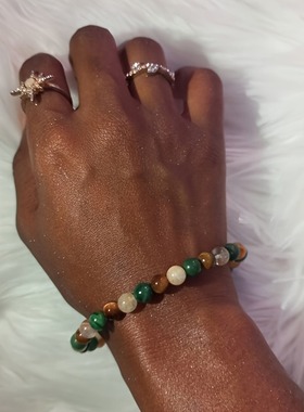 temu速卖通tk跨境爆款天然虎眼石黄水晶非洲绿松石手链潮流手串石