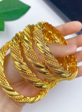 迪拜结婚庆印度尼日利亚女式新娘沙金跨境24k镀金手镯子首饰品