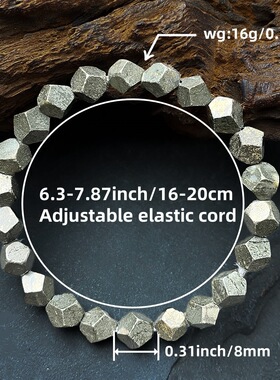 temu希音TK跨境爆款手链天然石黄铜矿欧美热卖切面弹力手串聚宝盆