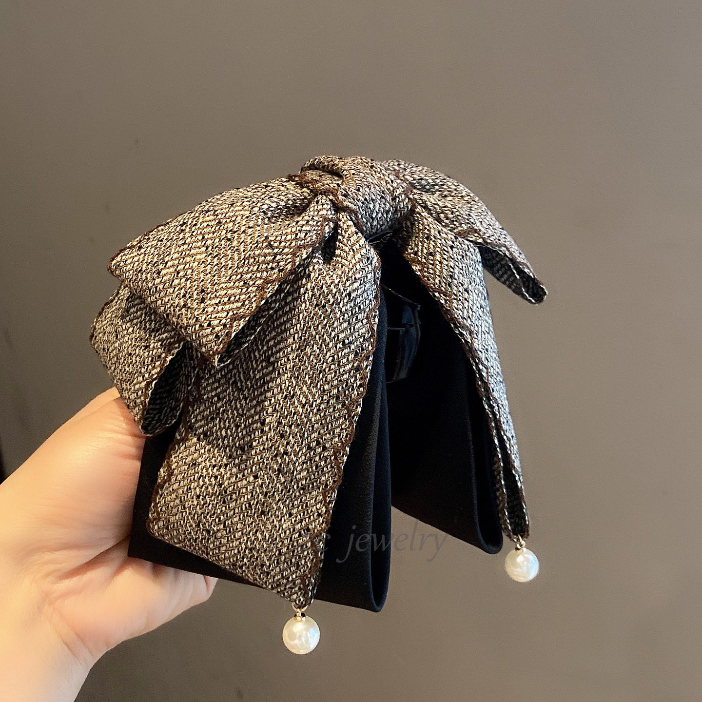 韩国东大门新款咖色多层蝴蝶结高马尾夹女时尚气质后脑勺发抓发卡,淘宝优惠券,粉丝福利购,淘宝优惠卷