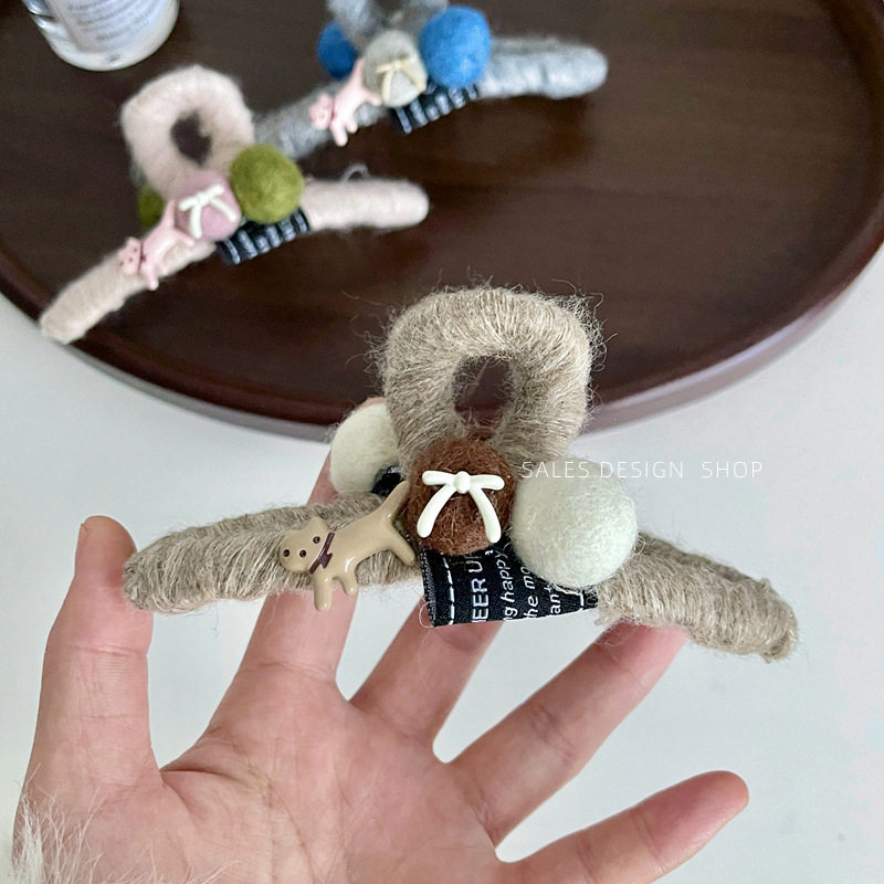 可爱猫咪毛线大号抓夹双面设计发夹女后脑勺高级感鲨鱼夹2025新款,淘宝优惠券,粉丝福利购,淘宝优惠卷