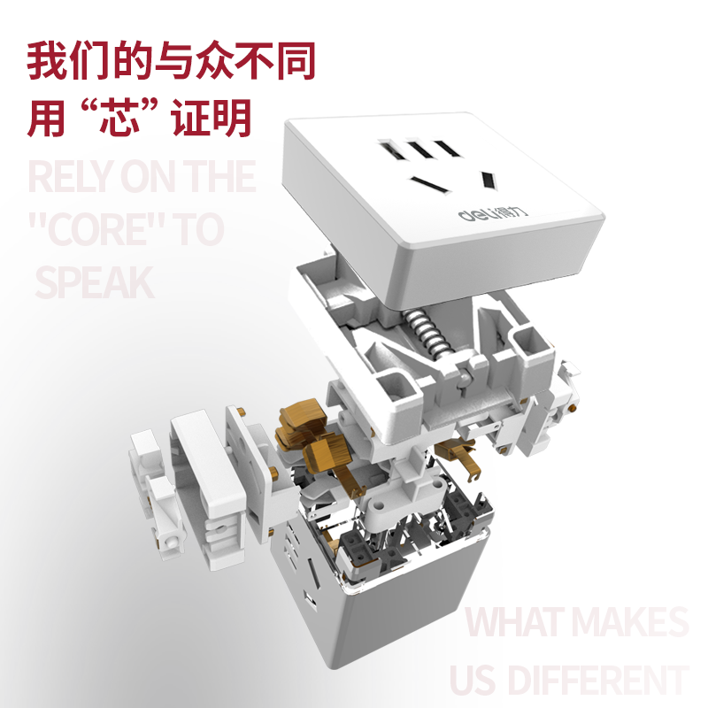 得力usb插座多功能家用插线板电源转换器插排接线板充电魔方插座 - 图3