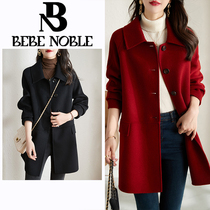 BEBE NOBLE DOUBLE FACE SUEDE WOOL COAT WITH HIGH END HANDMADE RED WOW HOOCH WINDY WINTER COAT