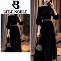 BEBE NOBLE Herbenwind Black long sleeves Velvet Dress Dress Woman Fag Style Retro Banquet Gown Dresses