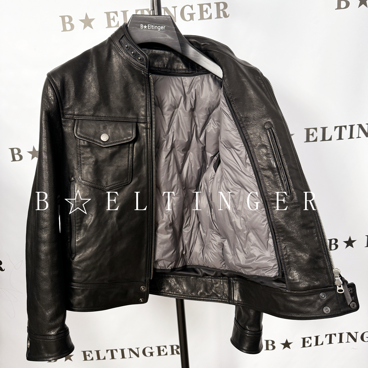 男士皮衣秋冬外套 霸道总裁 高定山羊皮真皮植鞣加绒行政夹克机车 - 图1