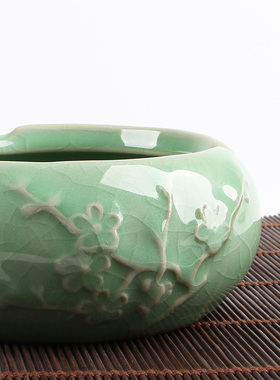 龙泉青瓷烟灰缸陶瓷中式简约家用