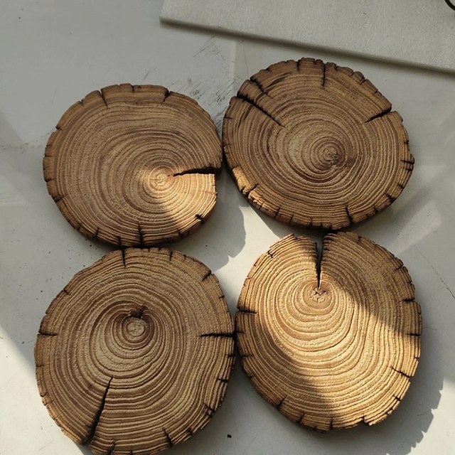 Old elm weathered wood stove mat coaster pot holder