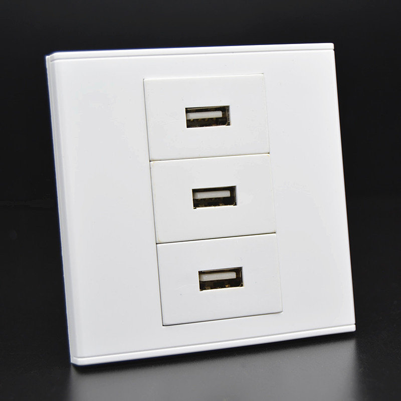 86型免焊USB面板插座 3个USB数据网络插座面板 USB延长线墙壁插座,淘宝优惠券,粉丝福利购,淘宝优惠卷