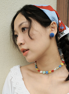 BOMBCACA放牛班的秋天系列 花花纽扣 原创彩色choker颈链短项链女