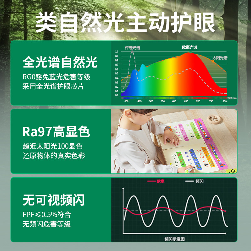 欧赢全光谱护眼吸顶灯胡桃木客厅卧室无缝隙中古风吸顶灯,淘宝优惠券,粉丝福利购,淘宝优惠卷