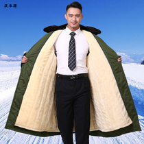 Military Grand Coat Men Winter Thickened Long Section Northeast Army Coat Cotton Padded Jacket Cold Storage Anti-Cold Cotton Clothing Security Lau Pao Coat