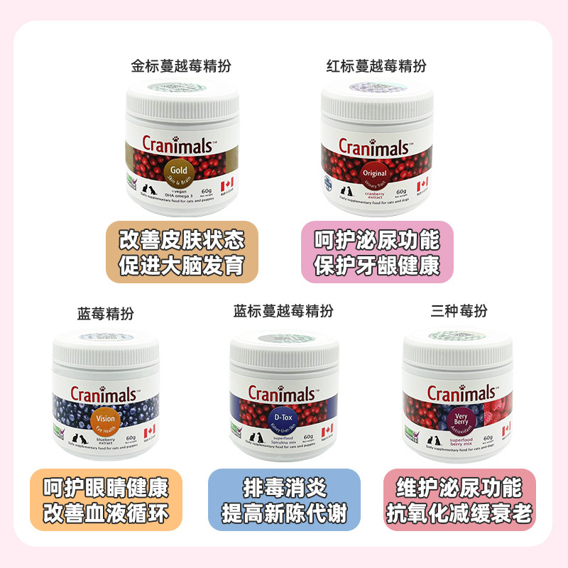 布丁妹妹Cranimals克雷蒙莓粉宠物猫狗蔓越莓粉抗氧化泌尿三莓粉,淘宝优惠券,粉丝福利购,淘宝优惠卷