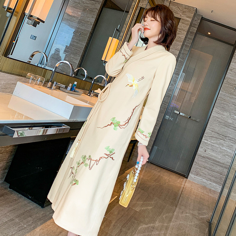 秋冬新款旗袍2020年长款复古连衣裙 品唐斋连衣裙