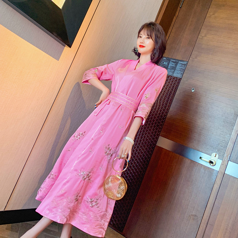 秋冬名媛气质中式复古民族连衣裙 品唐斋连衣裙