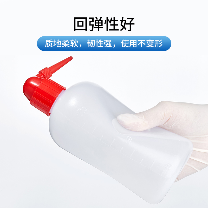 塑料洗瓶弯头冲洗瓶250ml500ml1000ml白头红头洗瓶实验室弯管瓶 - 图2