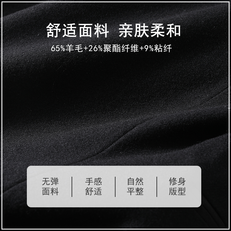 清仓-瘦子韩版秋冬羊毛呢子单西装外套青年黑色修身便西服上衣D04