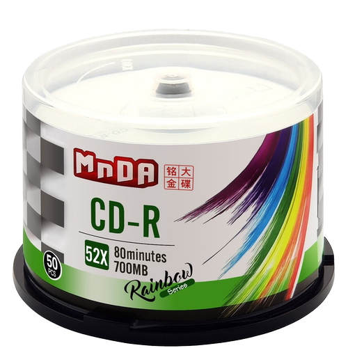 铭大金碟 cd光盘 彩虹系列CD-R 52X 空白光盘 刻录盘cd 50片桶装 档案级 刻录碟 cd光盘cd光盘空白 空光碟 - 图0