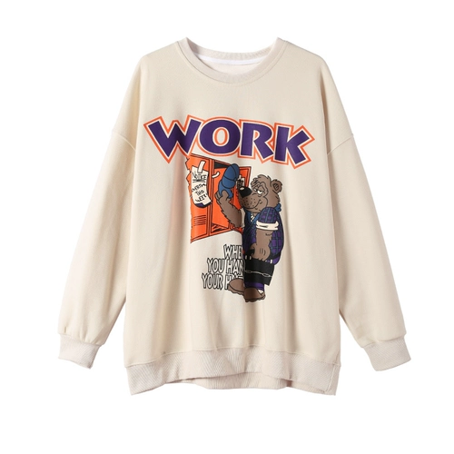 Длинная осенняя мультяшная толстовка, круглый воротник, средней длины, коллекция 2022, в корейском стиле, европейский стиль