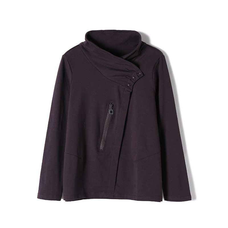 秋比立领紫色长袖设计感小众衬衫 qiubi服饰衬衫